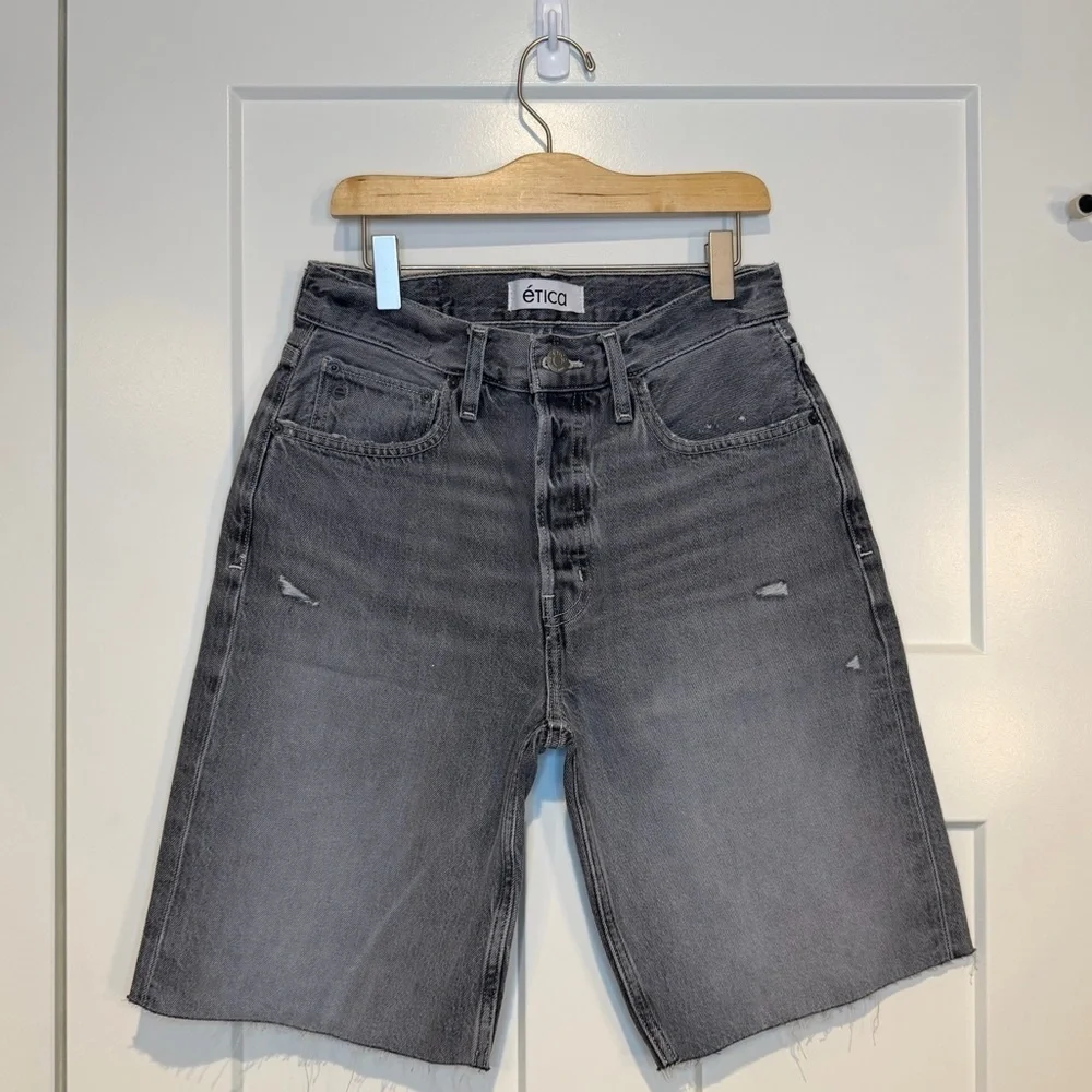 ETICA Brandy Long Denim Shorts Women’s Gray Quartzsite Organic Cotton Bermuda